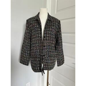 Vintage Sag Harbor Black Blazer Rainbow Tweed Women Size 12